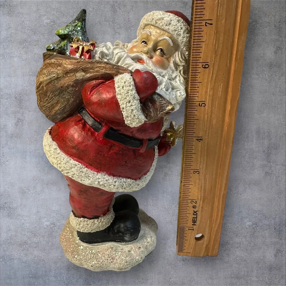Transpac Small Jolly Santa Claus Figurine with‎ Gift Sack Christmas Decor - Picture 2 of 7